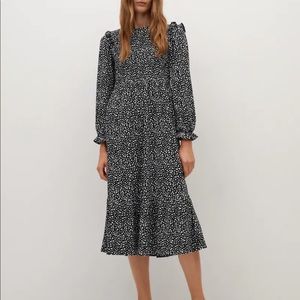 Mango Black and White Midi Dress